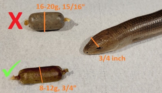 Reptilinks feeding size comparison