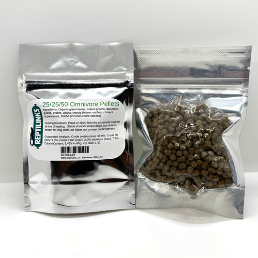 NEW! Dry Pellets - 25/25/50 Omnivore blend + Insects