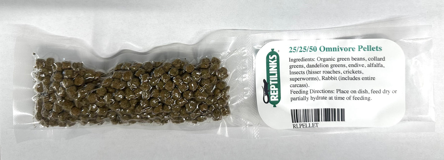 NEW! Dry Pellets - 25/25/50 Omnivore blend + Insects